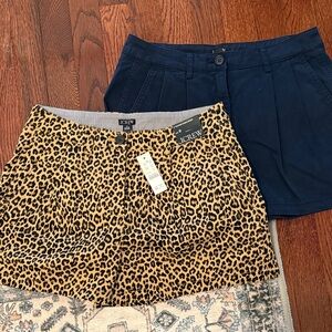J.Crew Leopard and Navy Shorts Duo